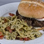 Pesto-Tomato Salad and a Caprese Burger