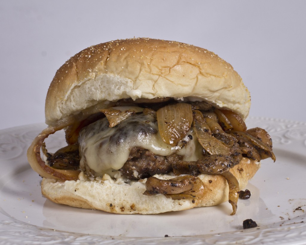 Mushroom-Bacon-Swiss burger