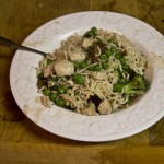 Stir-Fry with bacon, Ramen noodles, chicken, and vegetables